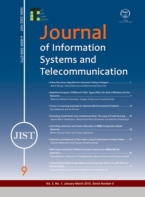 Information Systems and Telecommunication - Volume:3 Issue: 1, Jan-Mar 2015